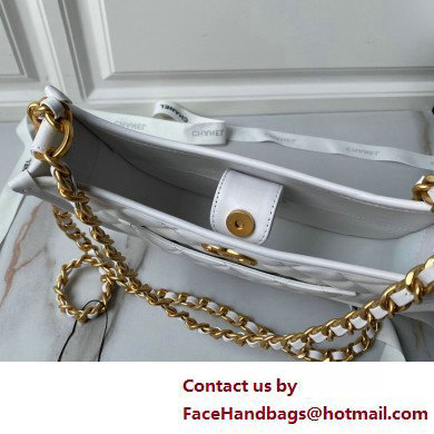 Chanel Calfskin  &  Gold-Tone Metal Hobo Handbag AS4666 White 2025